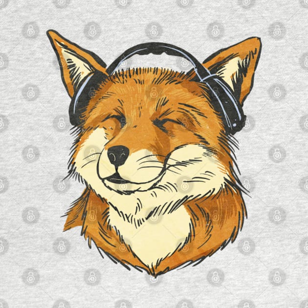 Fox listening to Music by Digital-Zoo